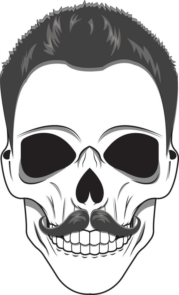 Skull with moustache vector