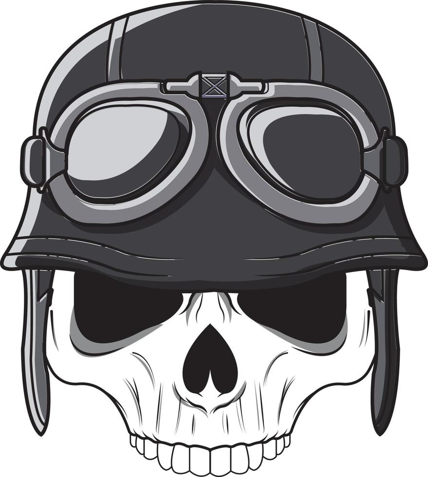 Skull with retro helmet vector