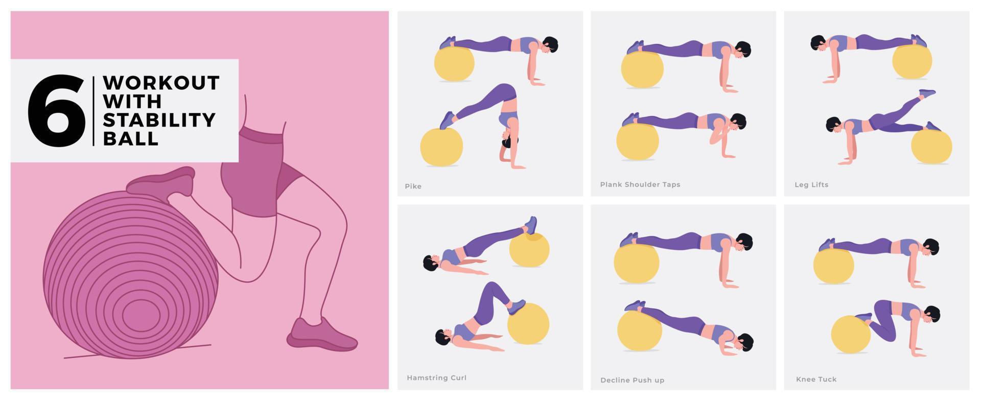 Exercise Gym Ball Stretching Exercise Poster