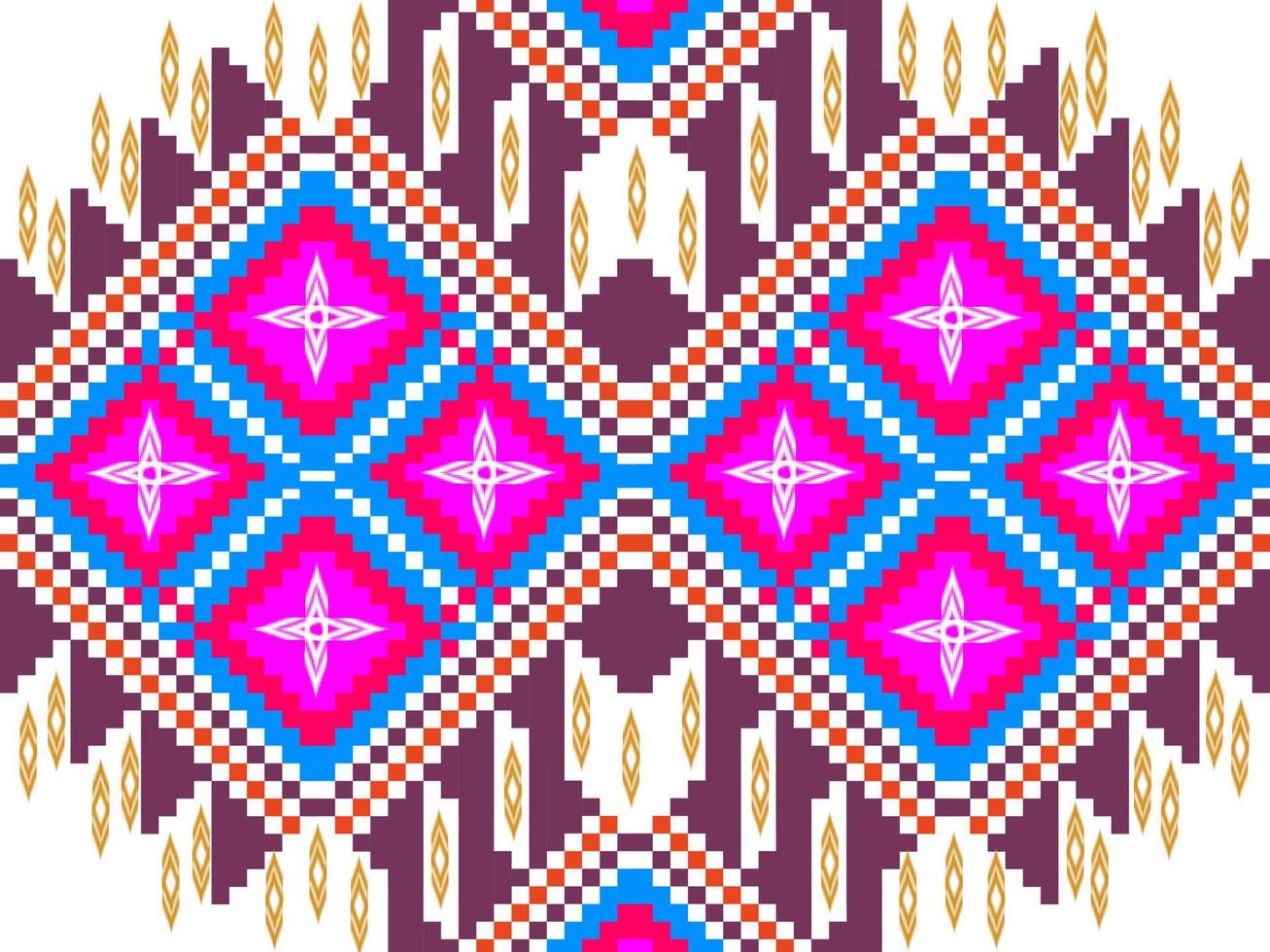 Traditional geometric ethnic embroidered fabric pattern vector