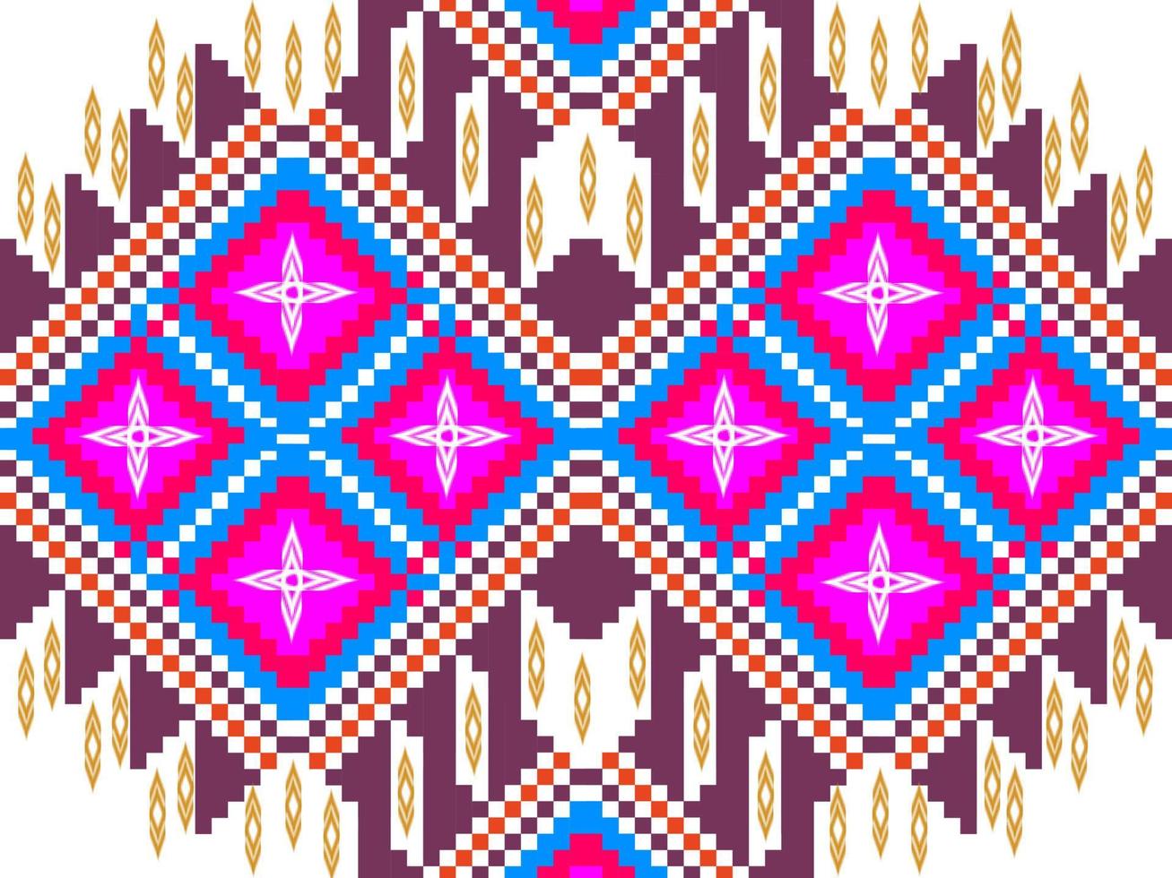 Traditional geometric ethnic embroidered fabric pattern vector