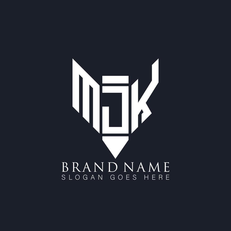 diseño de logotipo de letra mjk sobre fondo negro. mjk creative monogram lápiz iniciales letra logo concepto. mjk diseño de logotipo de vector abstracto plano moderno único.