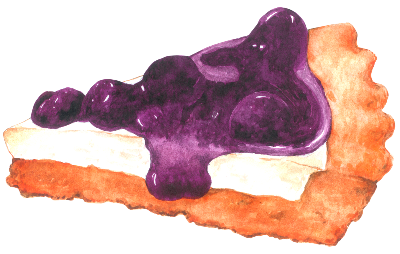 Bluberry Cheese Cake Dessert watercolor hand paint png
