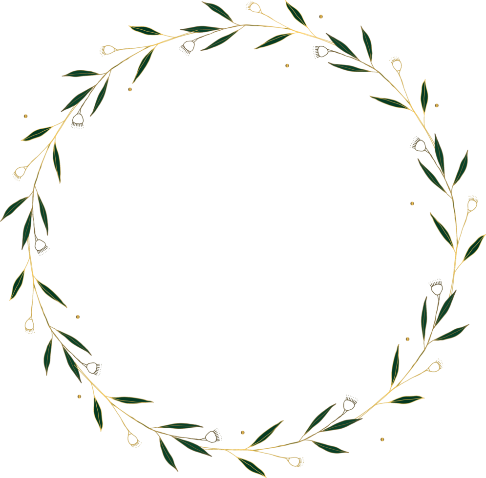 Flower wreath elegant with gold png