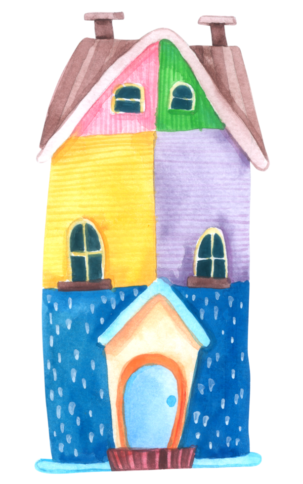 Cartoon house watercolor png