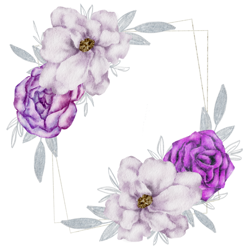 guirnalda de flores violetas acuarela png