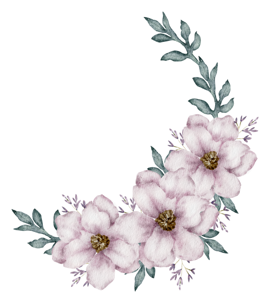 Floral bouquet and wreath watercolor png