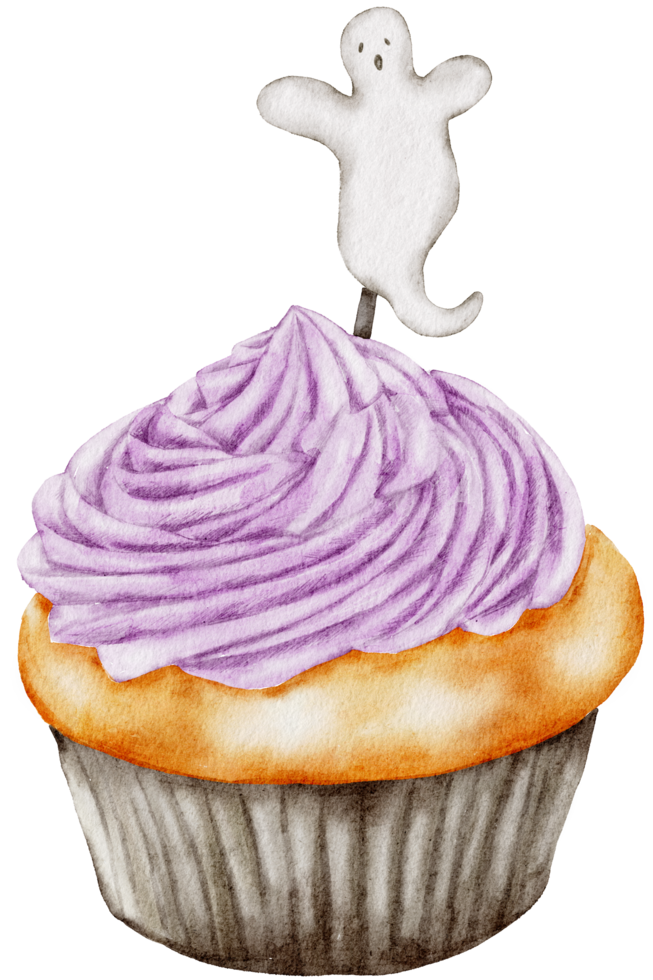 Halloween cupcake hand paint watercolor png