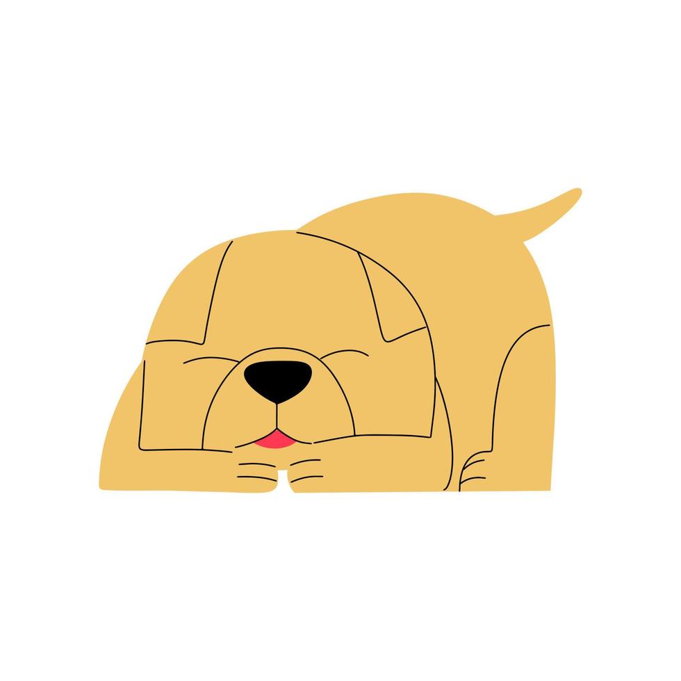 Cute sleeping flat dog. Vector illustration in flat style