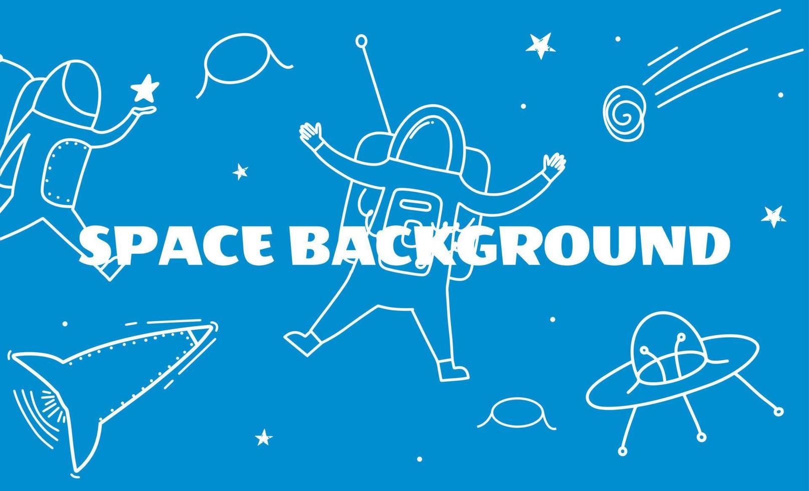Space background with cosmonaut. Vector flat illustration