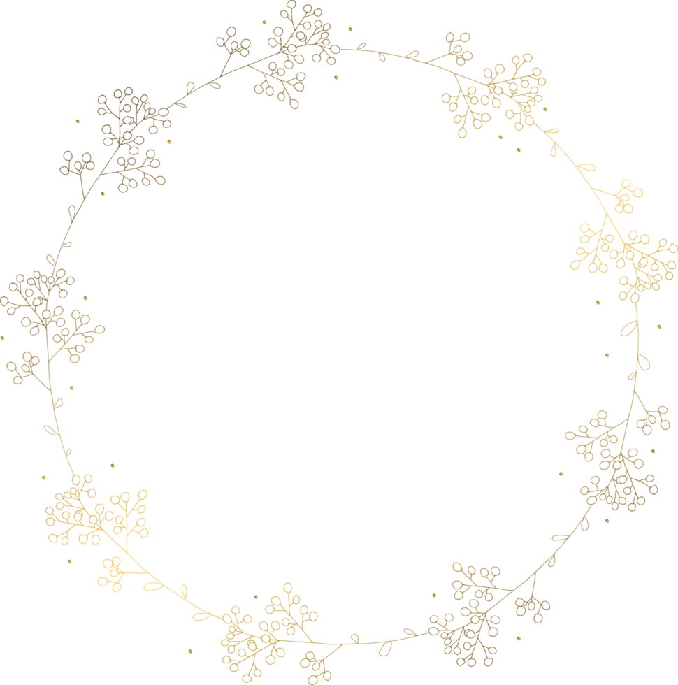 Flower wreath elegant with gold png