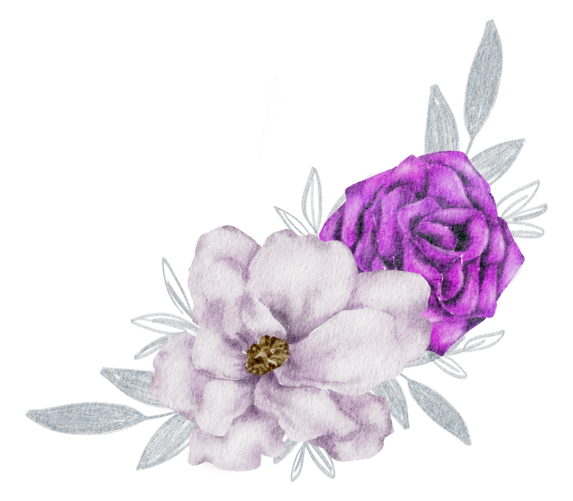 violet bloemboeket aquarel png