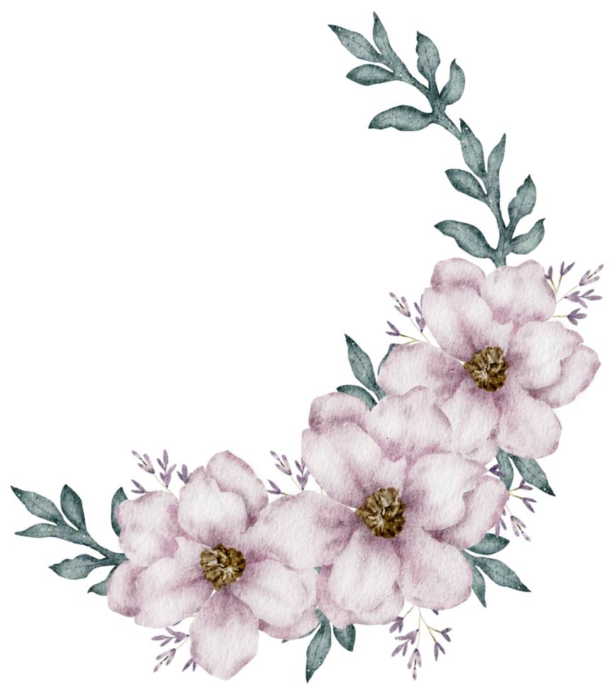 buquê floral pintura à mão em aquarela png