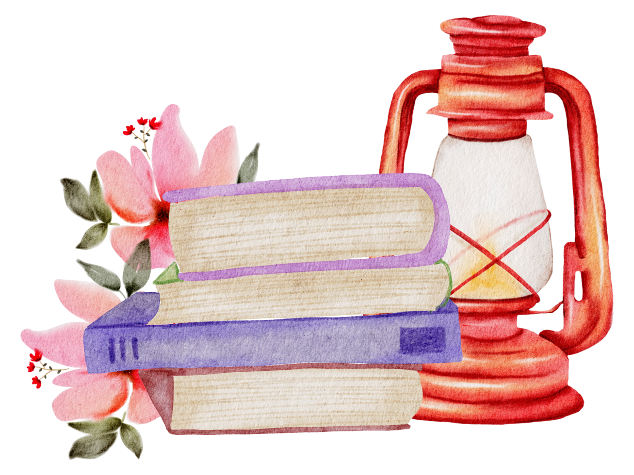 Book hand paint watercolor, Vintage element png