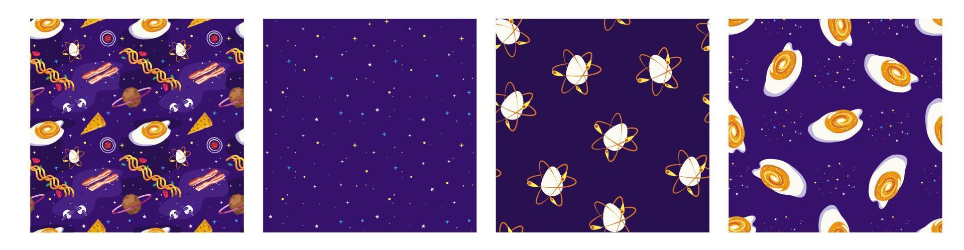 Collection of patterns. Food in space vector