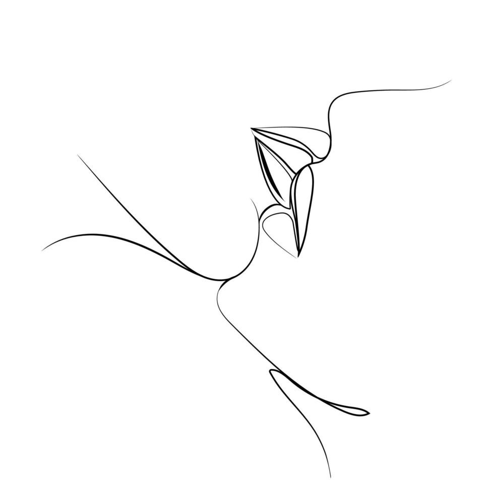 dibujo lineal de arte vectorial de beso aislado en ilustración de garabato  de fondo 