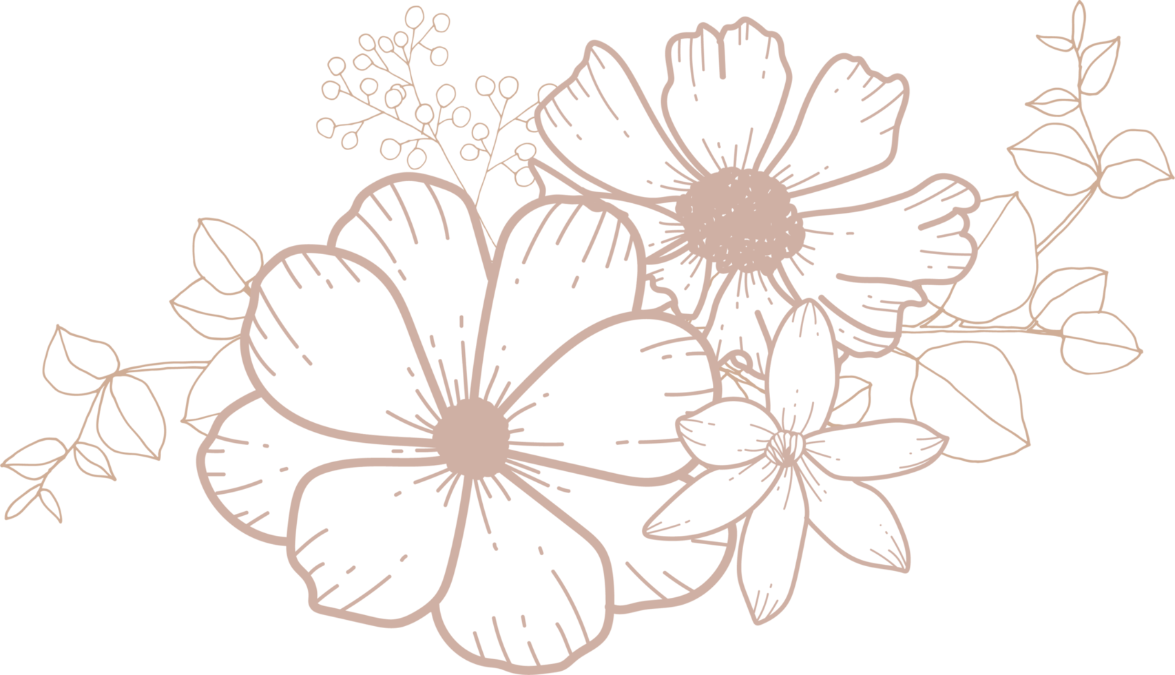 Flower bouquet line art png