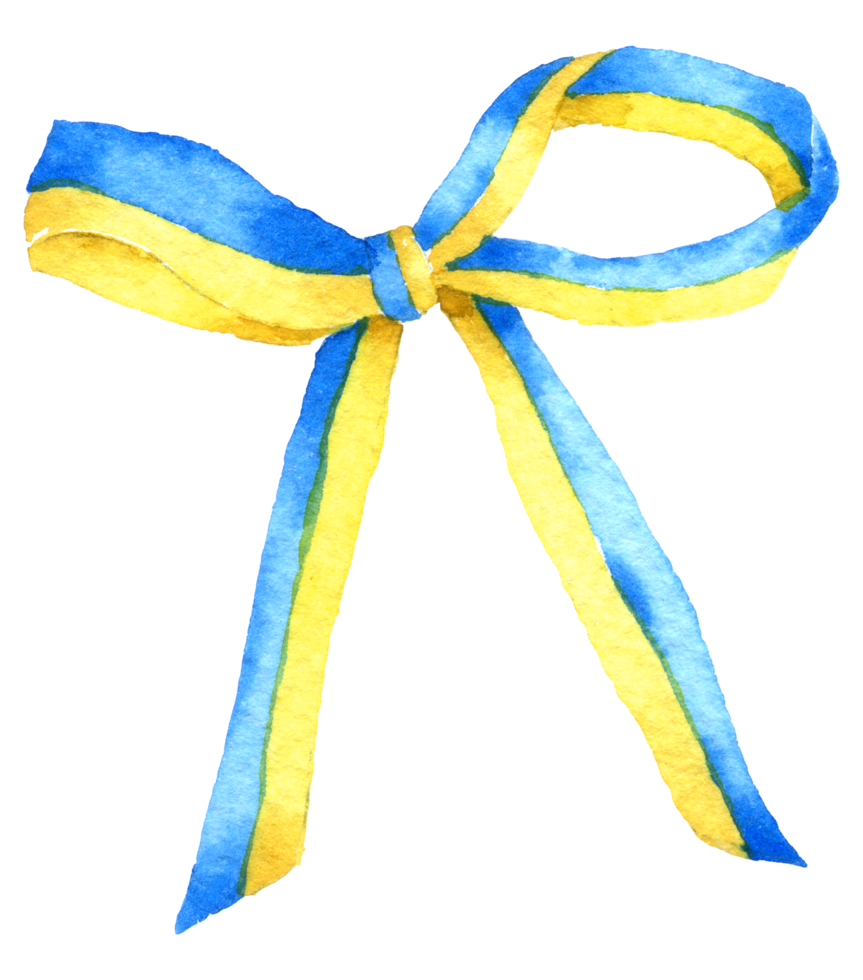 Flag of Ukraine in ribbon watercolor png