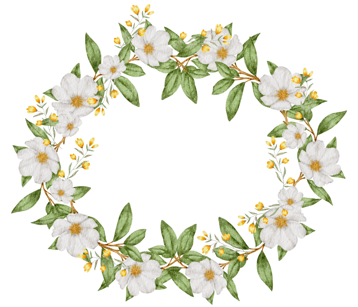 coroa de flores e aquarela de moldura png