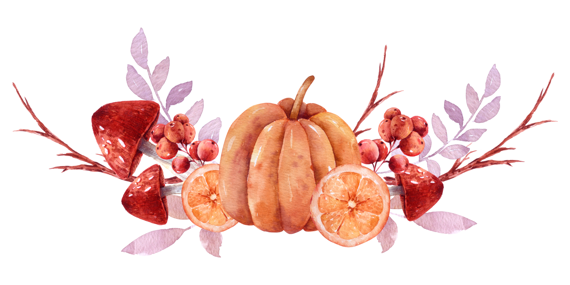 Autumn watercolor composition, Thanksgiving day png