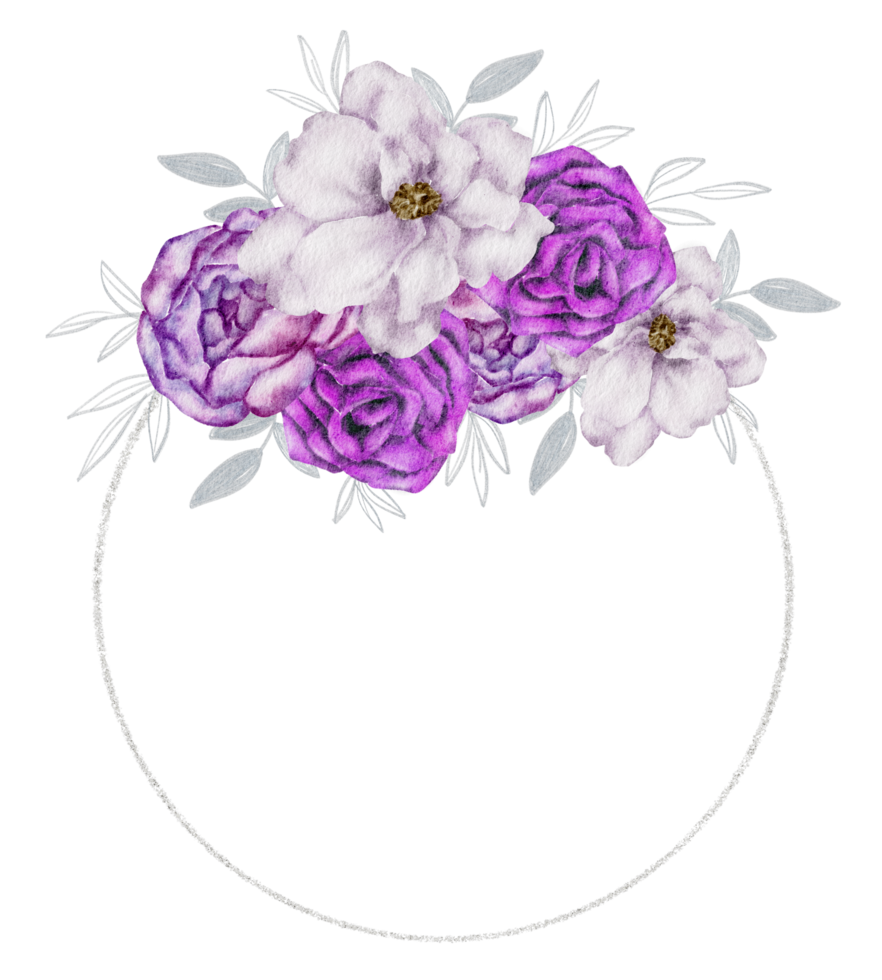 Violet flower wreath watercolor png