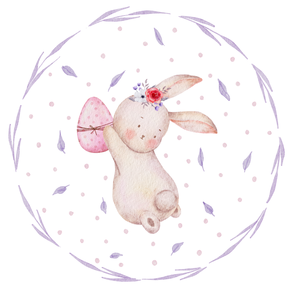 Easter cute rabbit watercolor png