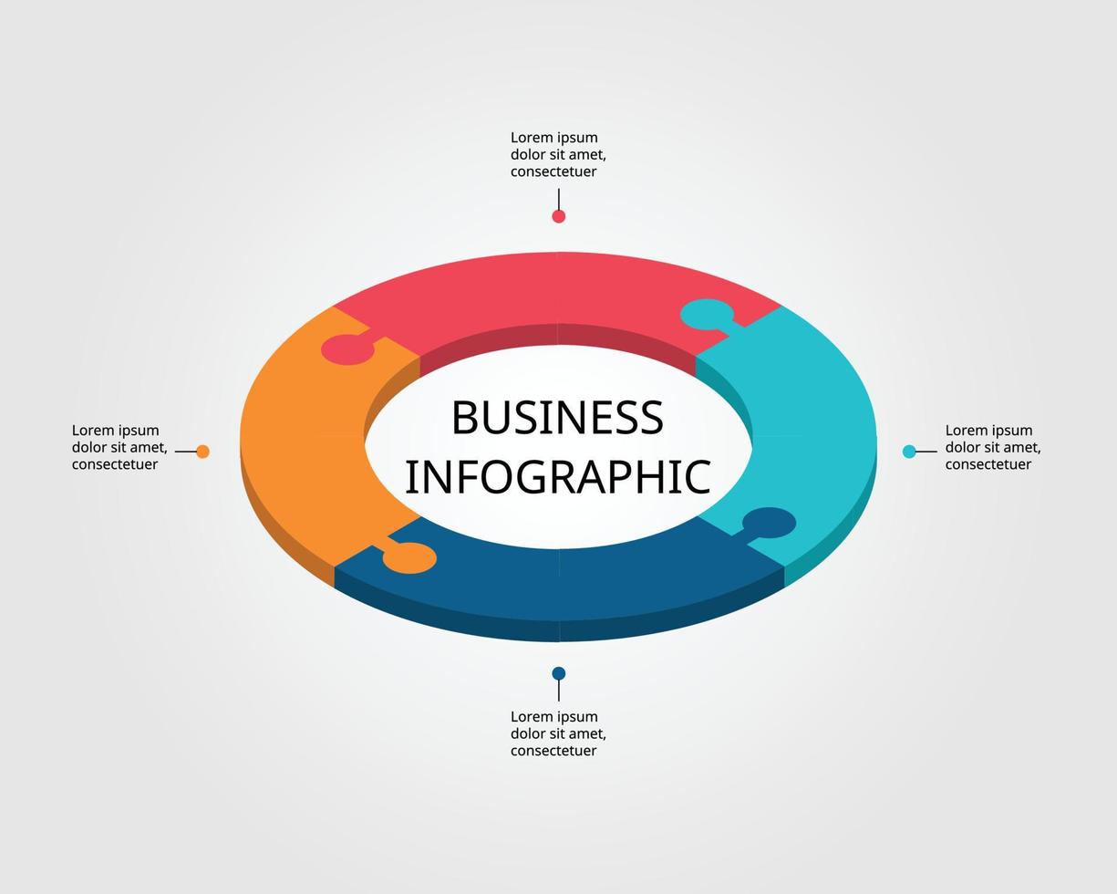 circle jigsaw chart template for infographic for presentation for 4 element vector