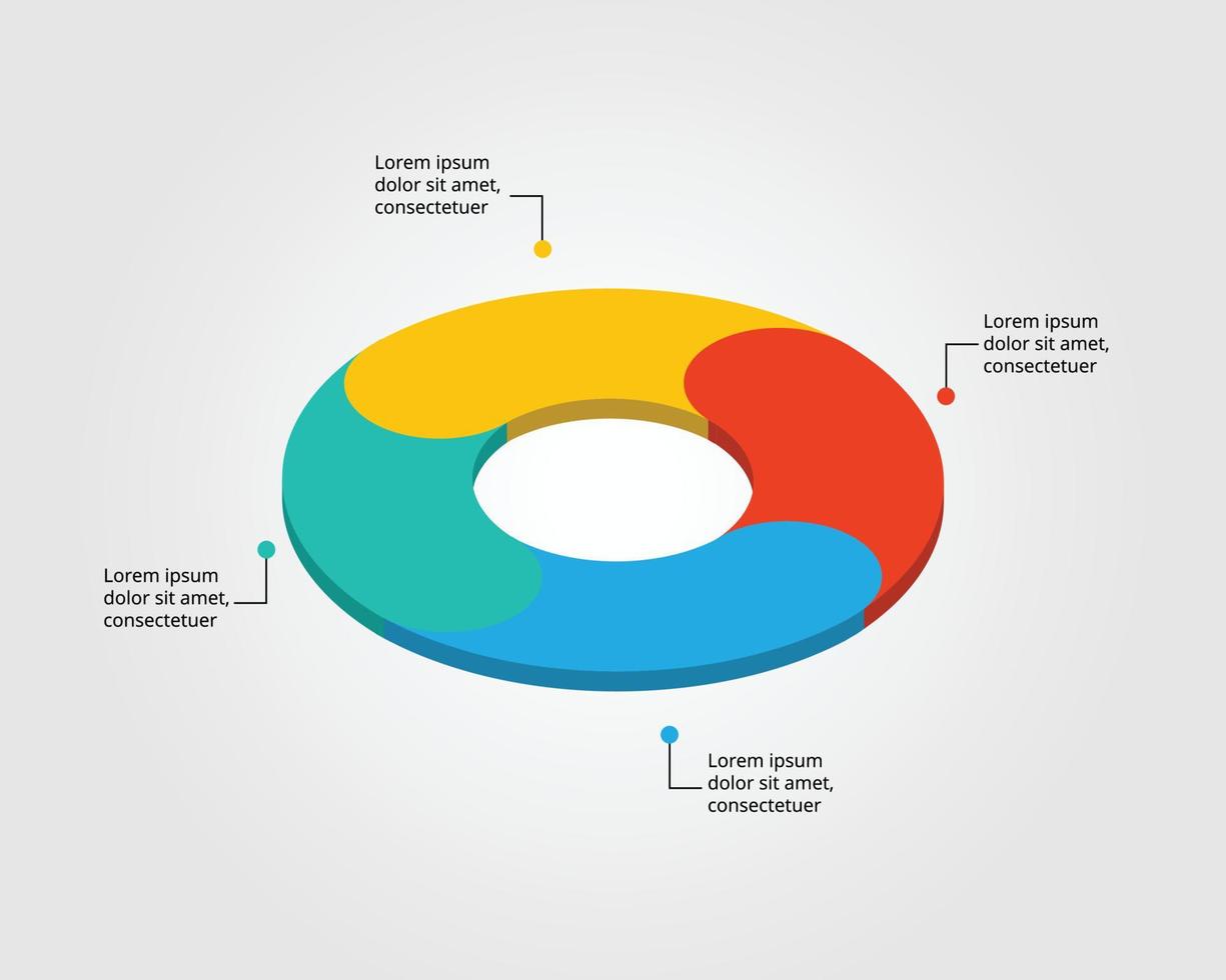 plantilla de gráfico circular para infografía para presentación de 4 elementos vector