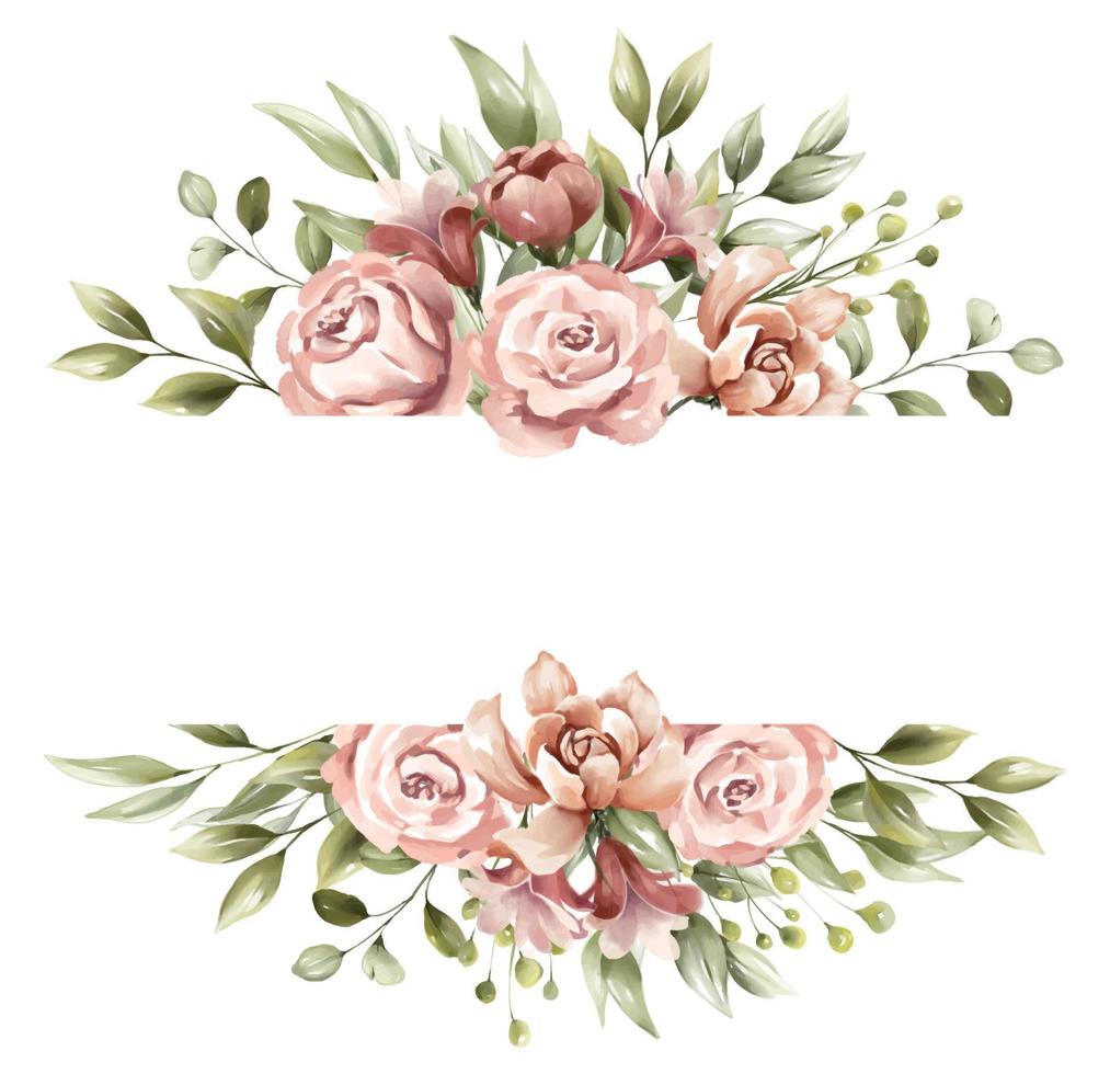 Beautiful floral border with watercolor vector