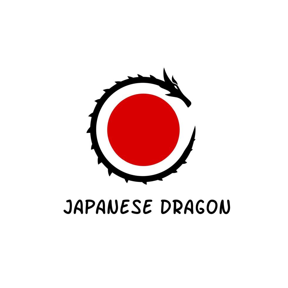 ilustración vectorial gráfico de plantilla de logotipo forma de dragón círculo diseño de estilo japonés vector