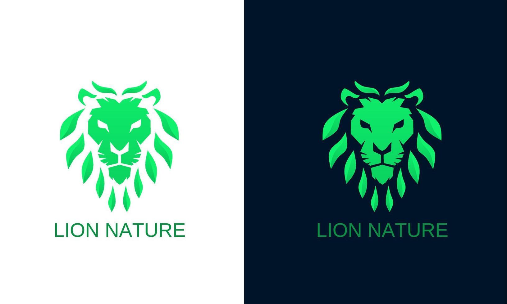 ilustración vectorial gráfico de plantilla de logotipo cara cabeza león naturaleza con hojas vector