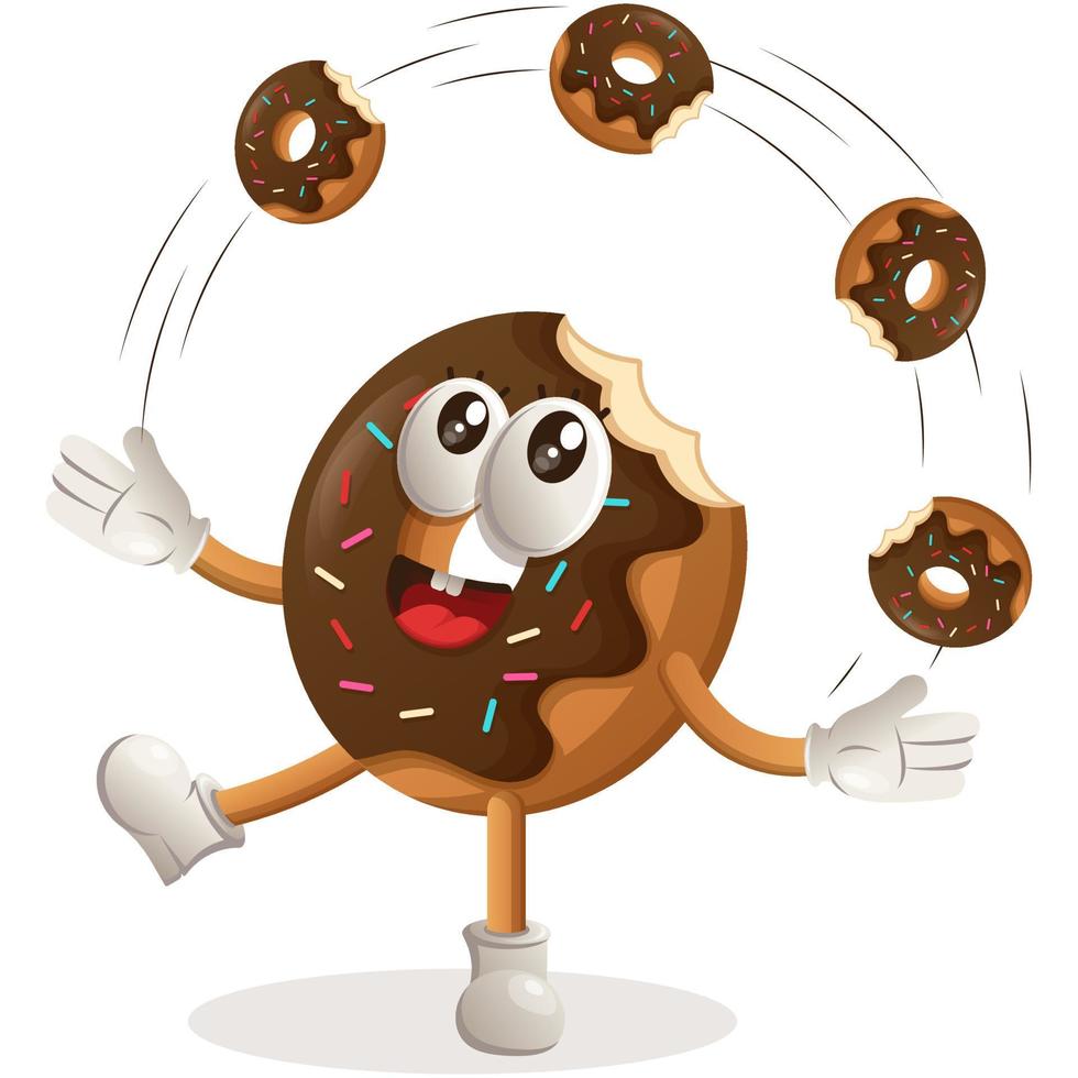 Cute donut mascot freestyle with donuts vector