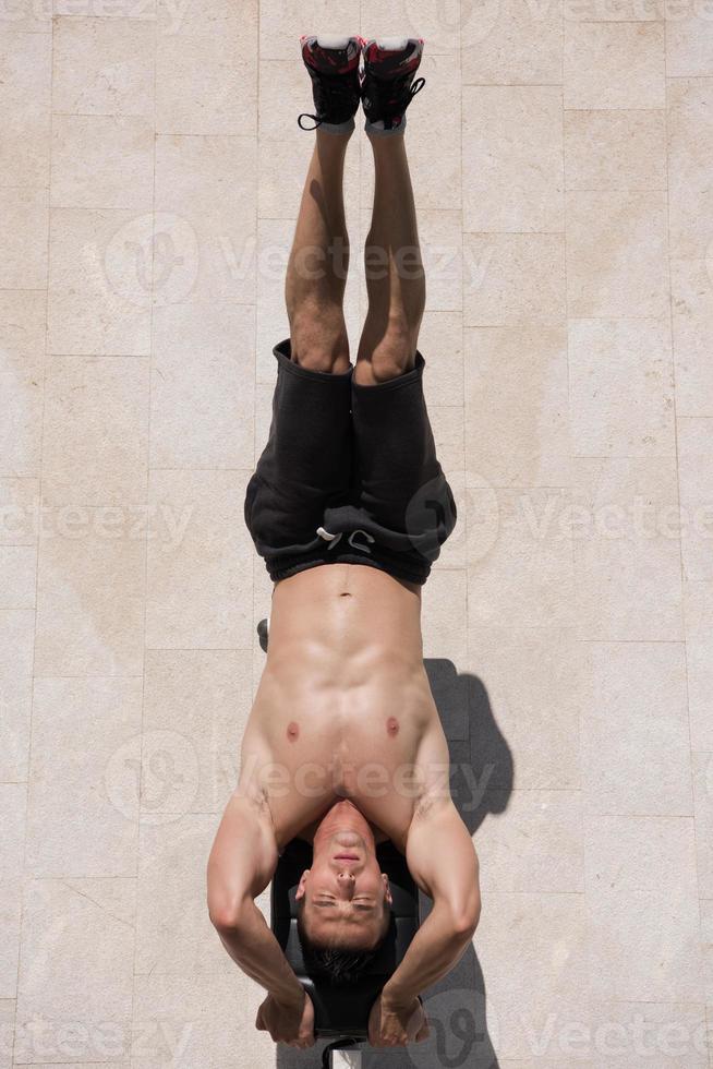 man doing morning exercises photo