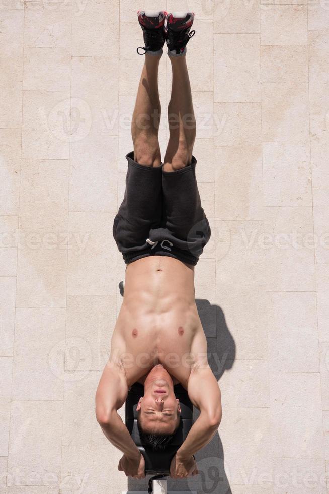 man doing morning exercises photo