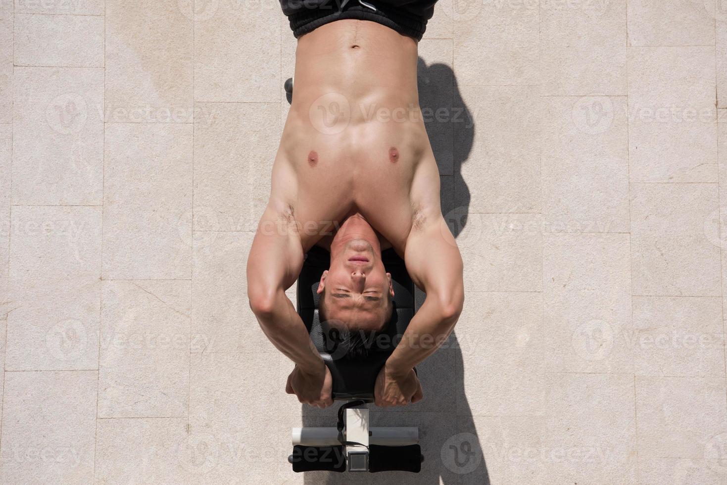 man doing morning exercises photo