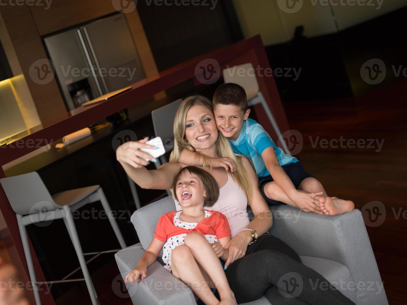 Family having fun at home photo