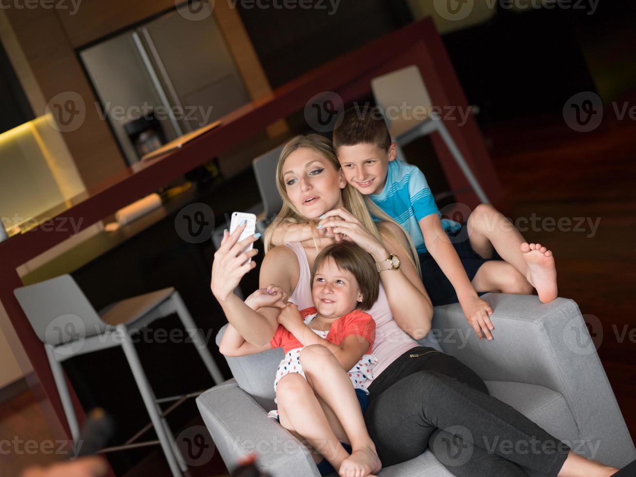 Family having fun at home photo