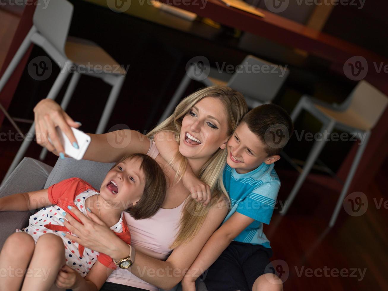 Family having fun at home photo