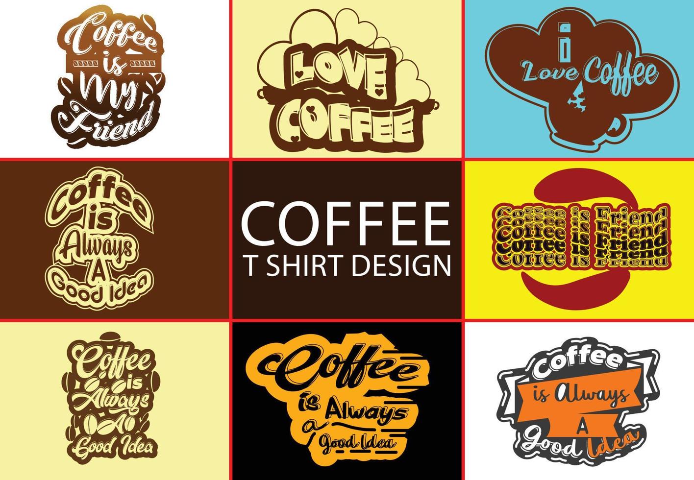 Coffee new t shirt and sticker design template set vector