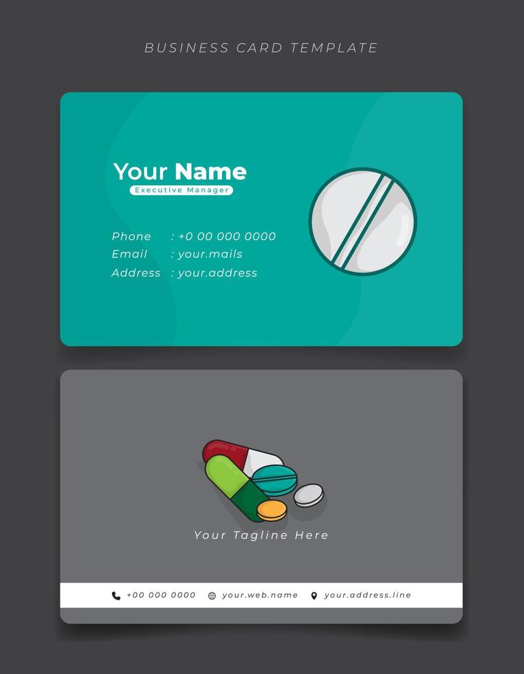 tarjeta de visita o tarjeta de identificación con medicamento para el diseño de identidad de los empleados del hospital vector