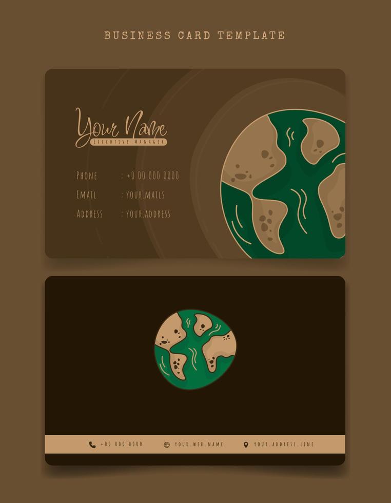 tarjeta de visita o plantilla de tarjeta de identificación para la identidad del empleado con la tierra en el diseño de dibujos animados vector