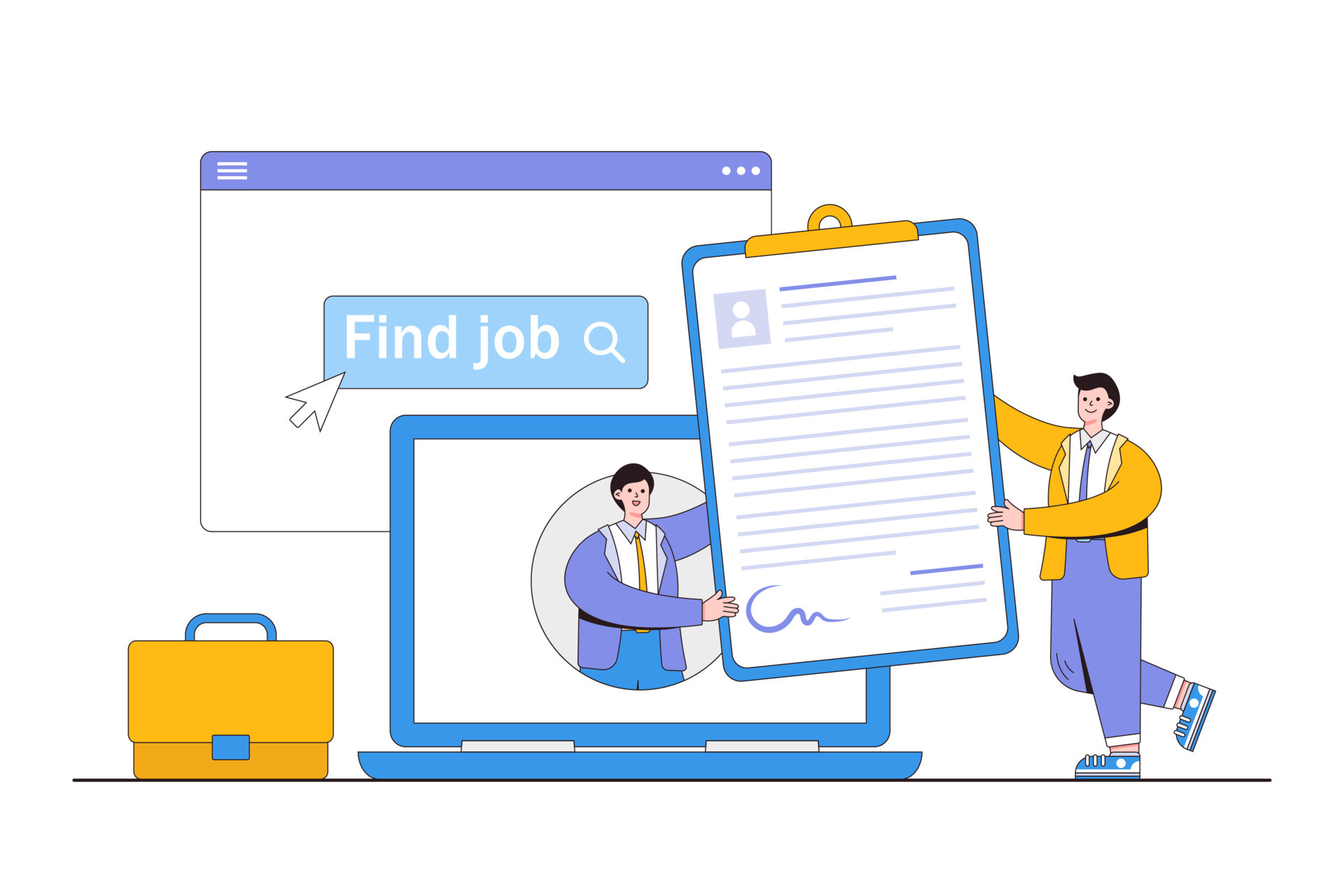 Applying for job or work position online, employment vacancy, career opportunity, CV in internet 
