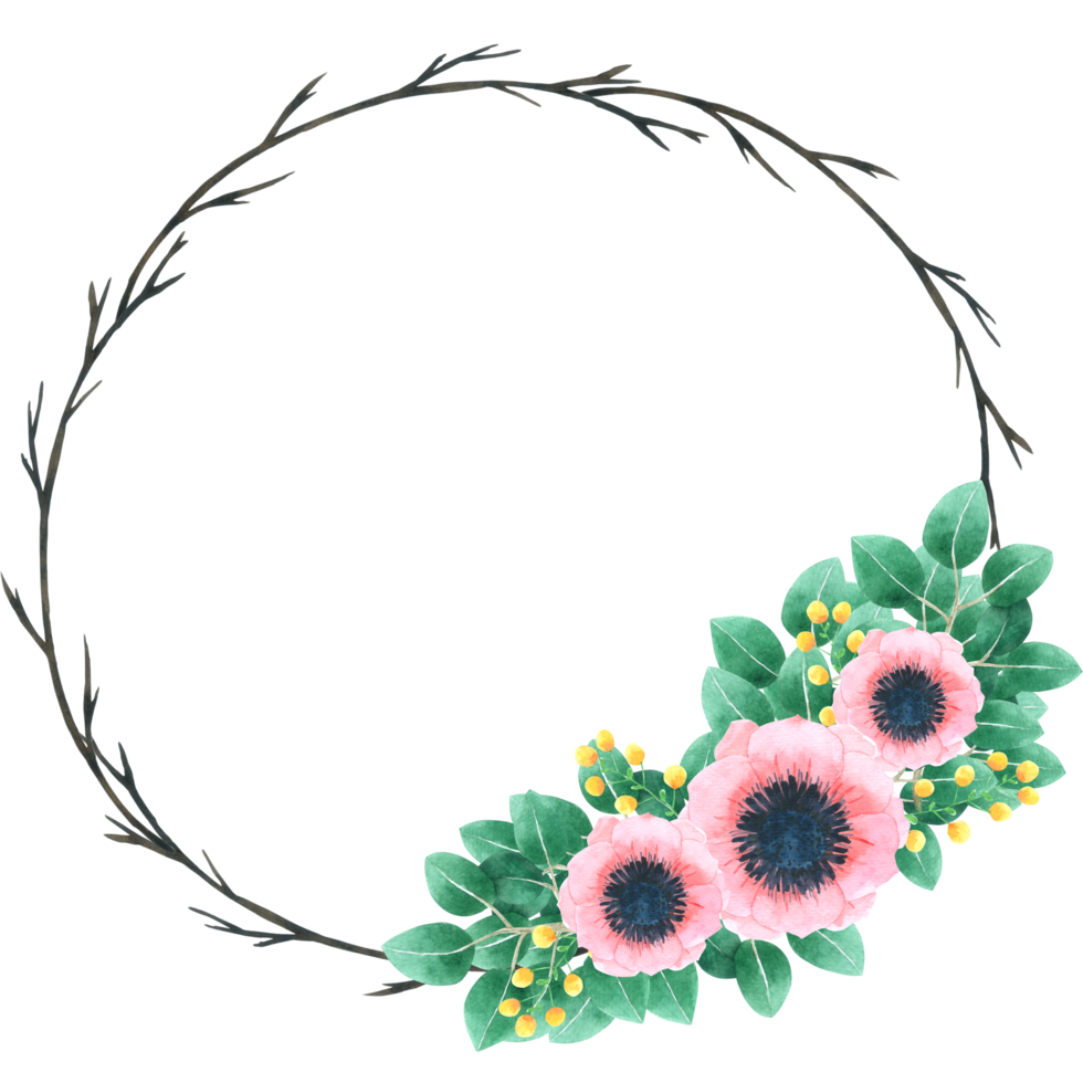 aquarelle de couronne de fleurs png