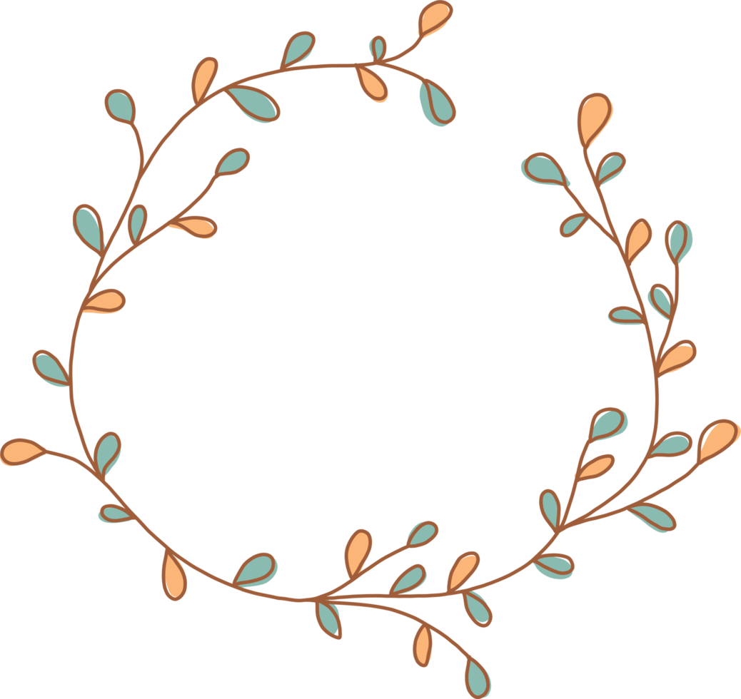 Flower wreath border doodle png