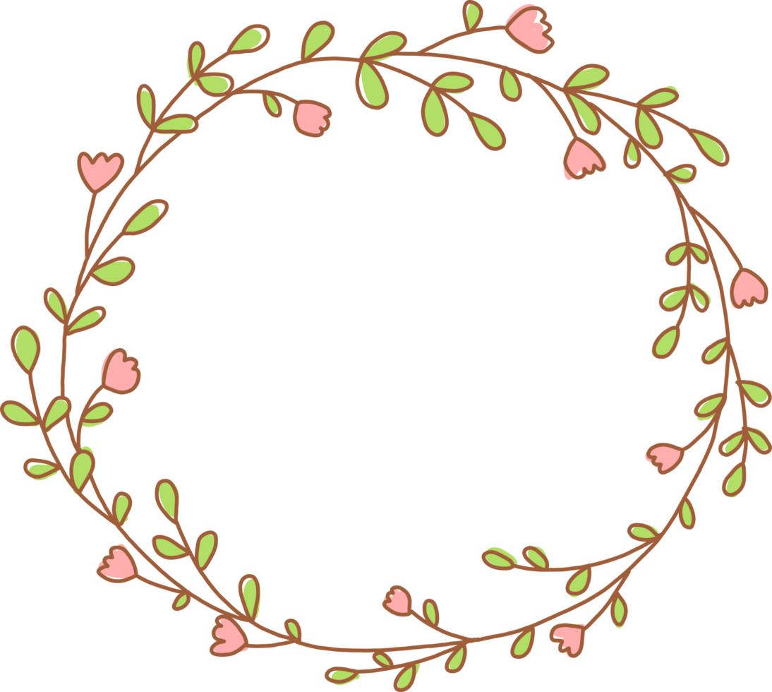 doodle de bordure de couronne de fleurs png