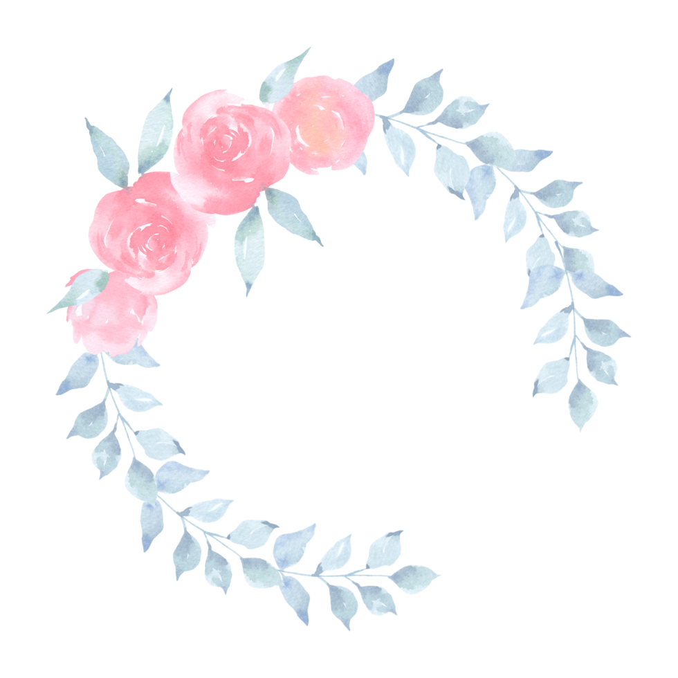 Pink flower wreath watercolor png