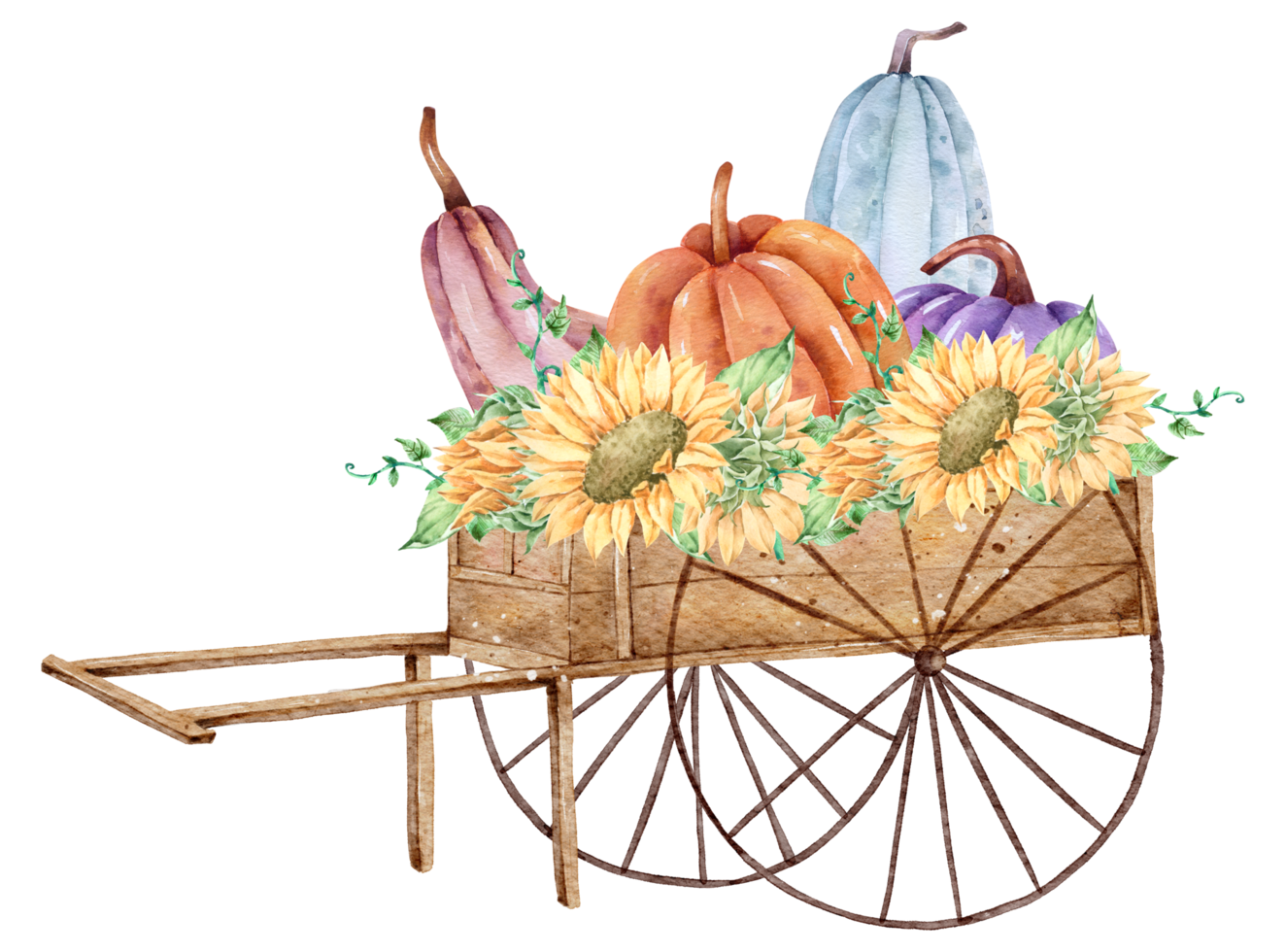 Autumn watercolor composition, Thanksgiving day png
