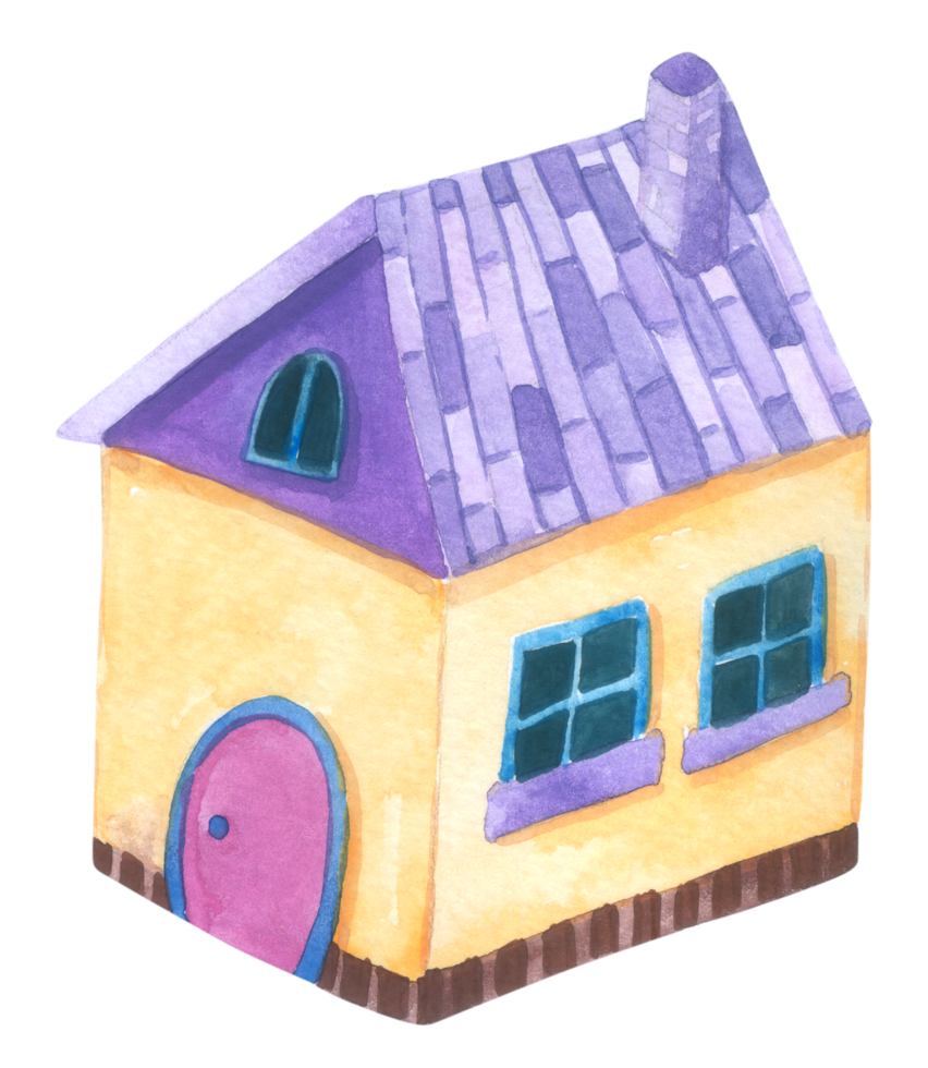 Cartoon house watercolor png