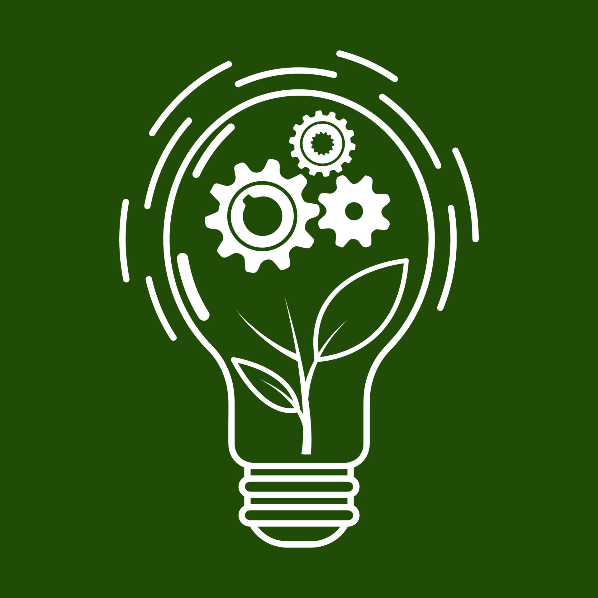 Green Light Bulb Icon with leaf sprout symbol. ESG, green energy and