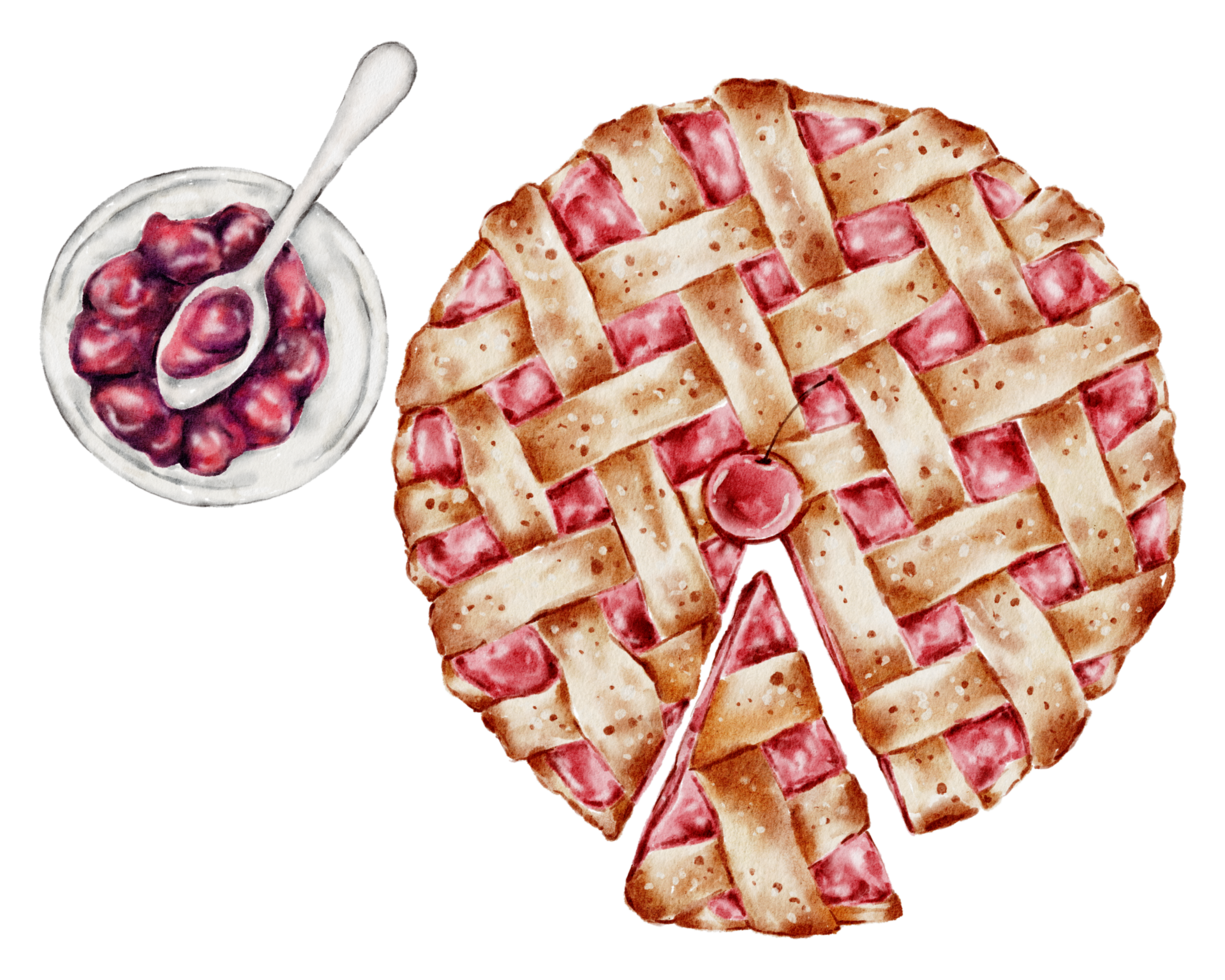 Watercolor bakery, bread, pie, bake, hand paint png